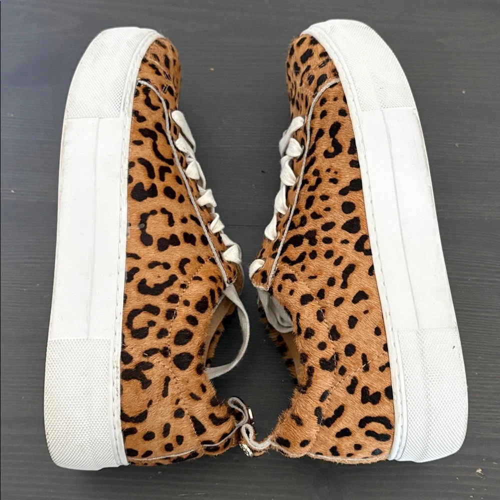 Jack Rogers Paige Platform‎ Sneakers leopard Animal print calf hair lace up Sz 7